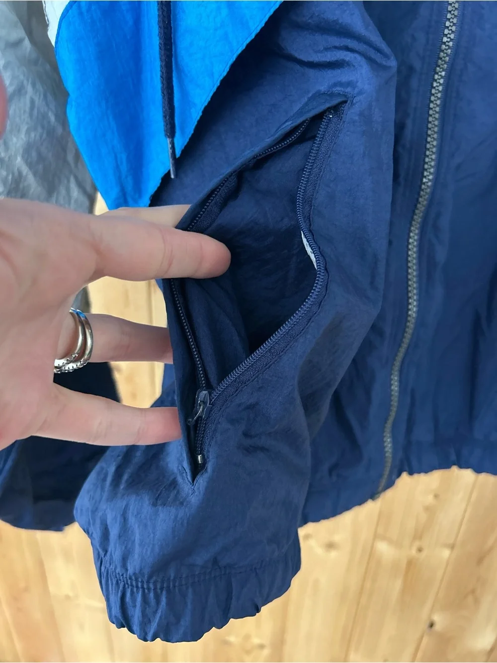 Vintage adidas Blue and White Windbreaker Jacket Size Large